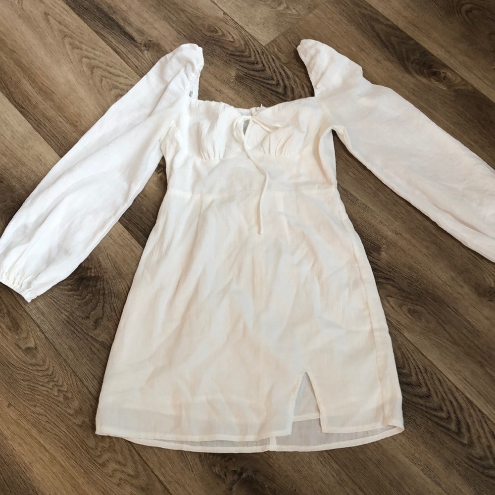 White linen mini dress